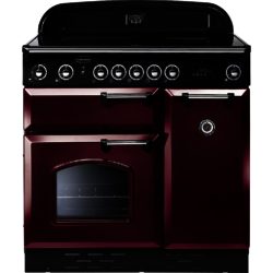 Rangemaster Classic 90 Ceramic - 84850 Electric Range Cooker in Cranberry with Chrome Trim